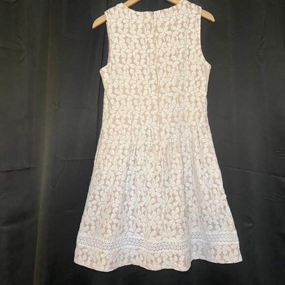 Jessica Howard White Beige Lace Overlay Sleeveless Dress Womens 12 Fit Flare EUC - Picture 5 of 11